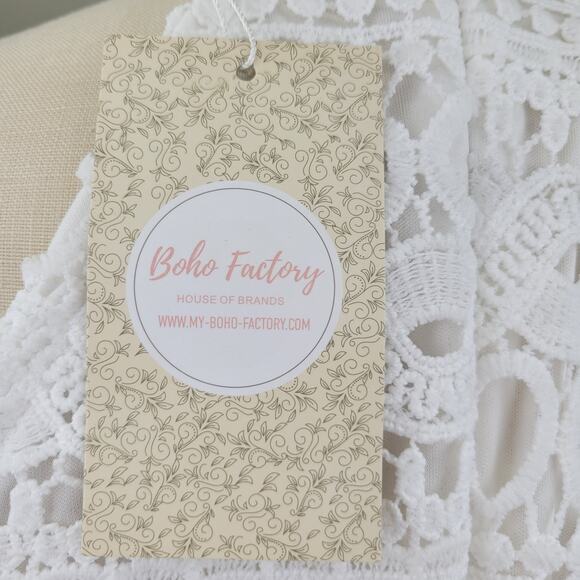 NWT Boho Factory White Crochet Halter Neck Mini Dress Size XL Beachy Boho Indie - Picture 9 of 13